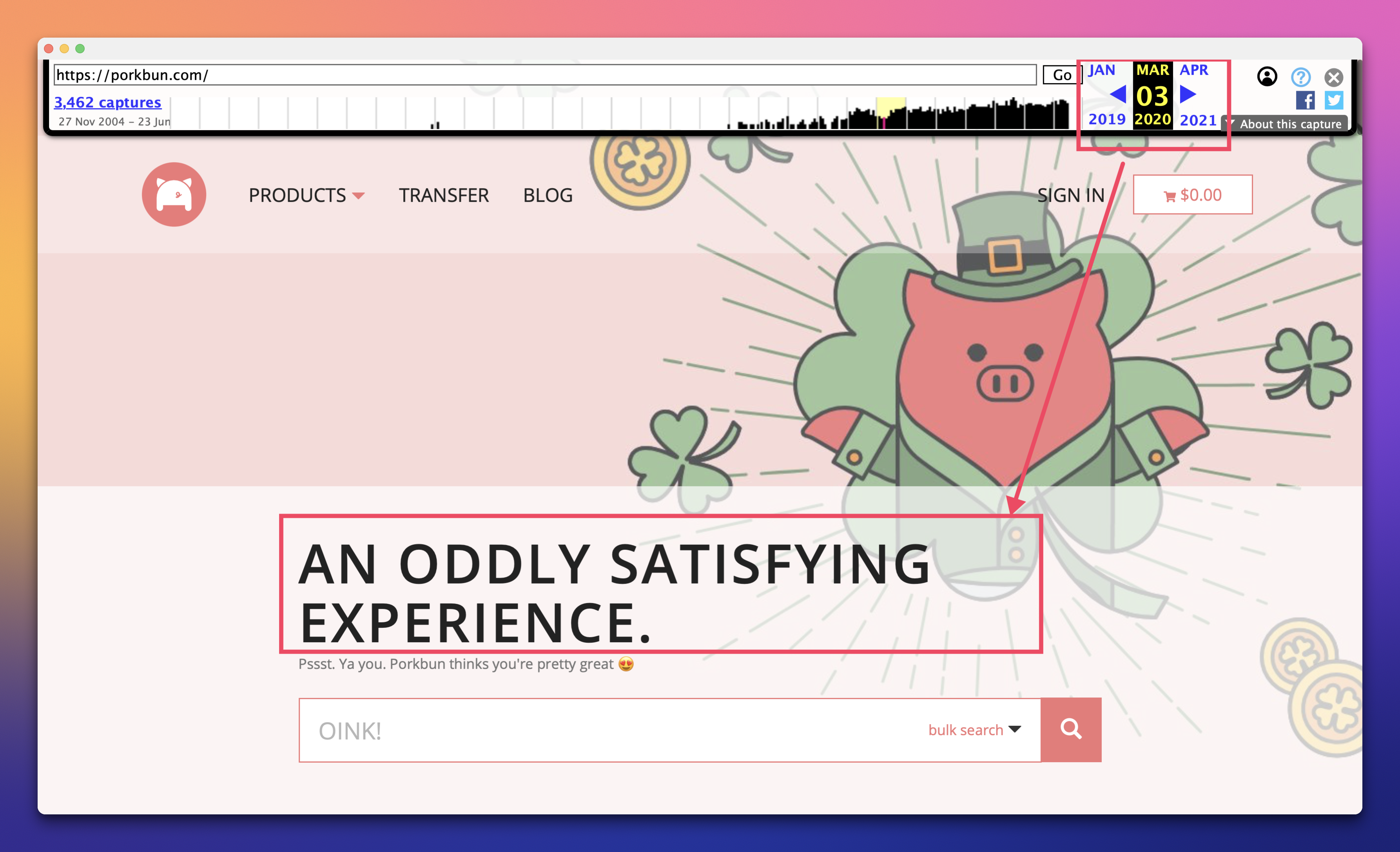 Screenshot from waybackmachine